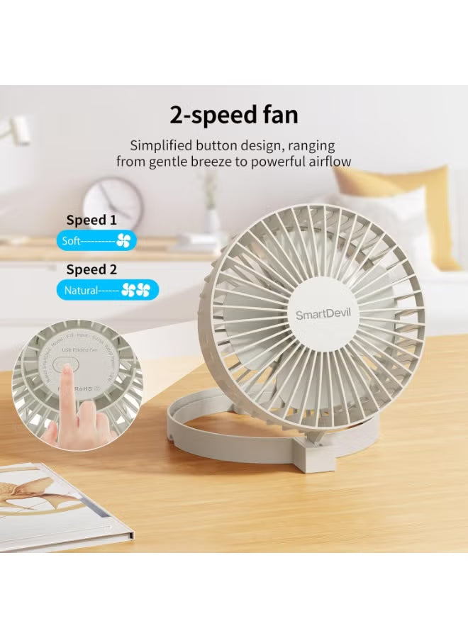 SmartDevil USB Desk Fan, Small Personal Desktop Table Fan with Strong Wind, Quiet Operation Portable Mini Fan for Home Office Bedroom Table and Desktop (white)