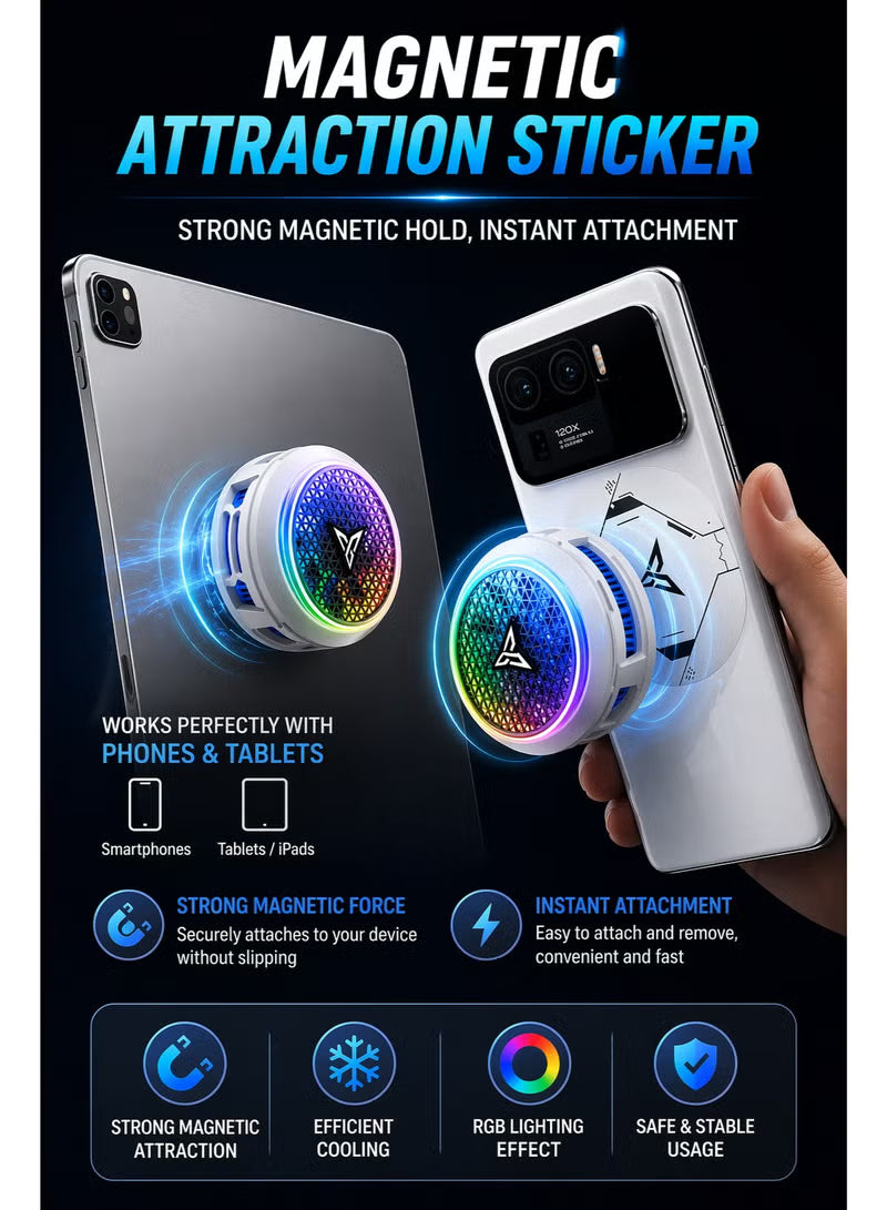 DigiFlydigi B9X Phone & iPad Cooler, 30W (-45°C) RGB Magnetic Cooling Fan with App Control, Ultra-Quiet Portable Cooling Pad, Strong Magnetic Attachment for iPhone, Android, RedMagic & iPad – Built for Intense Gaming, Perfect for FPS Games like PUBG Mobil