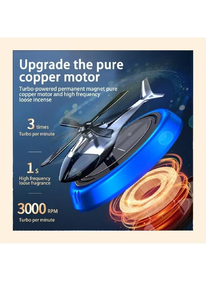 Car Air Freshener Helicopter Solar Energy Rotating Aromatherapy Aviation Al Alloy Diffuser Interior Decoration Accessories Diffuser For Car & Home Car Perfumes - INCLUDES NON SLIP MAT and AIR FRESHENER ESSENTIAL OIL