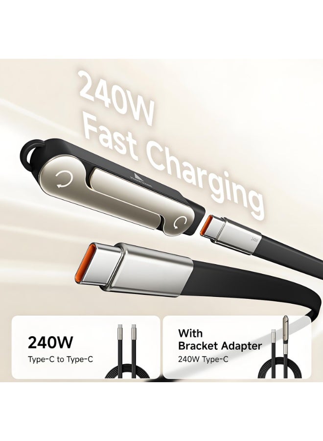 Basemo 240W Phone Holder Cable, USB-C Type-C Data Cable with PD Fast Charging, M