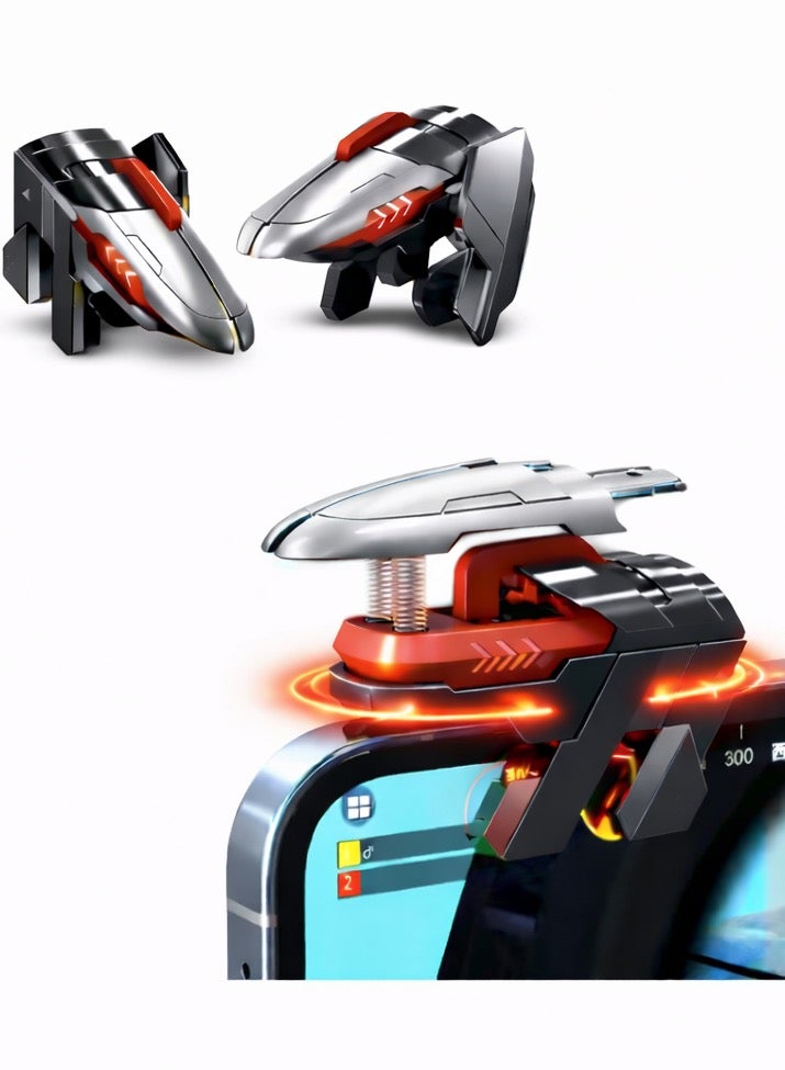 MEMO AK06 Automatic Laser Gaming Mobile Triggers, Super Fast Shooting, 25mAh long-lasting battery,High-Frequency Burst Mode, Alloy Buttons, iPhone/Android Compatible, PUBG Battlefield Accessory