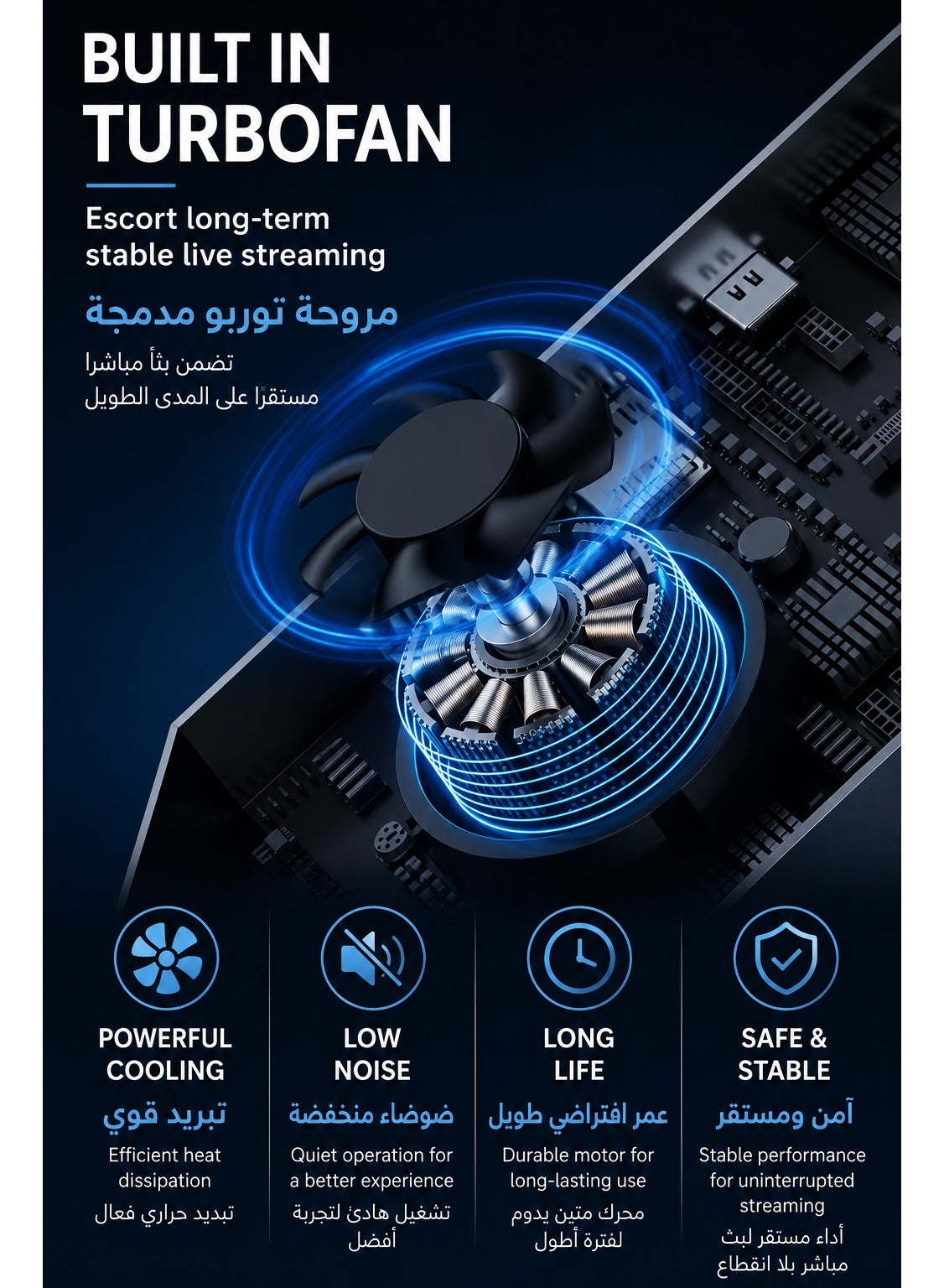 PIVA VD05 4K60Hz & 1080p 240Hz Video Capture Card with Built-in Cooling Fan for Live Streaming and Recording – Connect iPad, iPhone 15/17, Android Phones & Tablets to PC via HDMI & USB 3.0, Ultra-Low Latency, HDR Loop Out, 240Hz Support, Mic & Audio Input