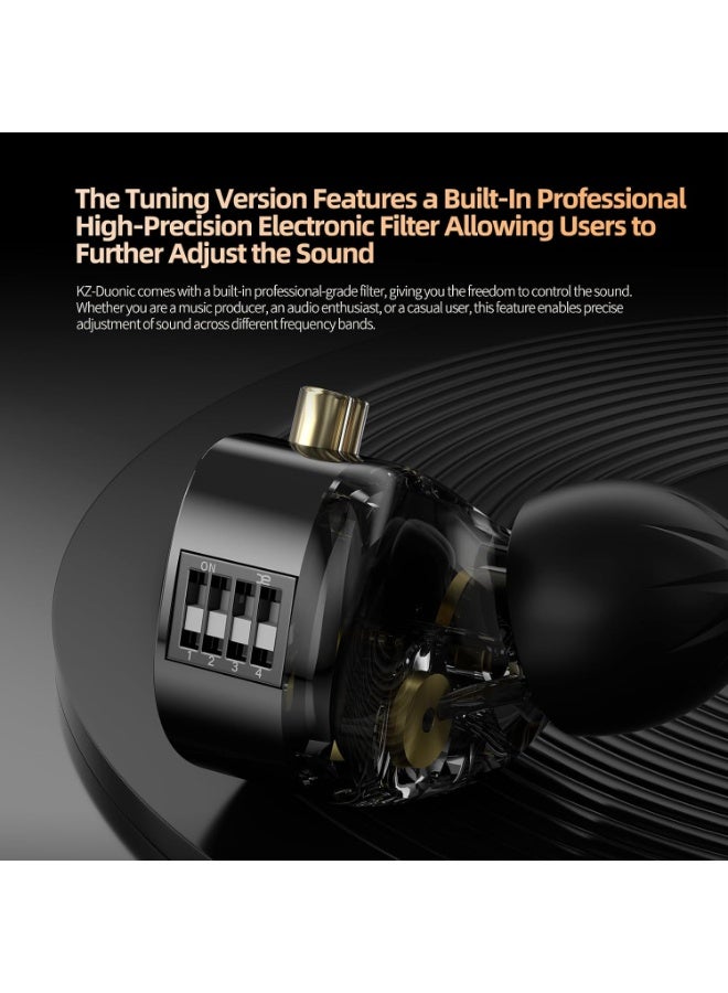 KZ Duonic IEM Bass Improved Version with Tuning Switches, wired 3.5mm Hybrid HiF