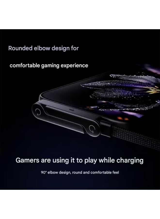 Basemo Phone Stand and Charger – 240W Ultra Fast Charging Type-C to Type-C Cable with Integrated Phone Stand, 2-in-1 Sideways Charger Braided PD Cable for iPhone, Redmagic, Samsung, Android, Tablets, Laptops & USB-C Devices