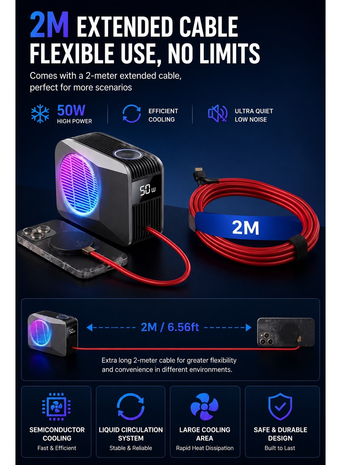 Ni-SHEN Nishen 50W Liquid Cooling Phone & Tablet Cooler – Premium Version - Magn