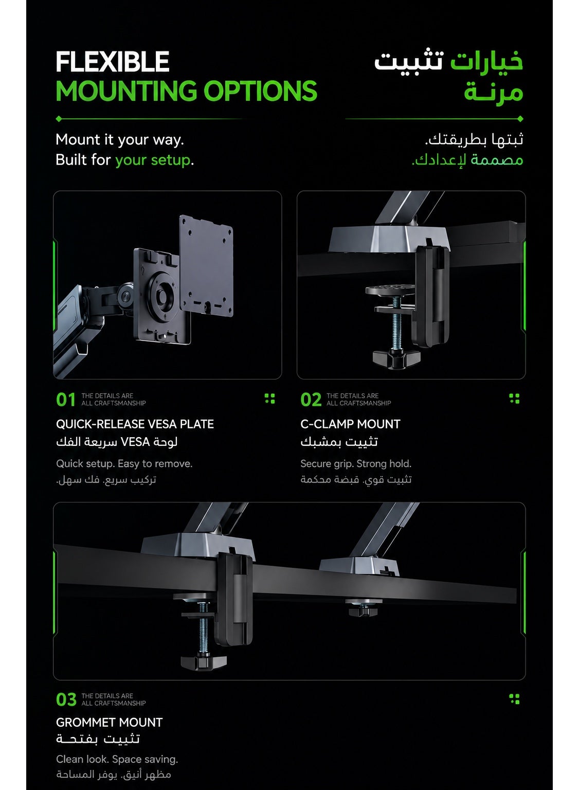Gaming Monitor Arm & Single Monitor Stand, Heavy Duty RGB Desk Mount for 17–45″ Screens, Supports up to 16 kg, Full-Motion Tilt, Swivel & 360° Screen Rotation, Infinity Mirror with 20 RGB Lighting Modes, VESA 75×75 / 100×100, Built-In Cable Management