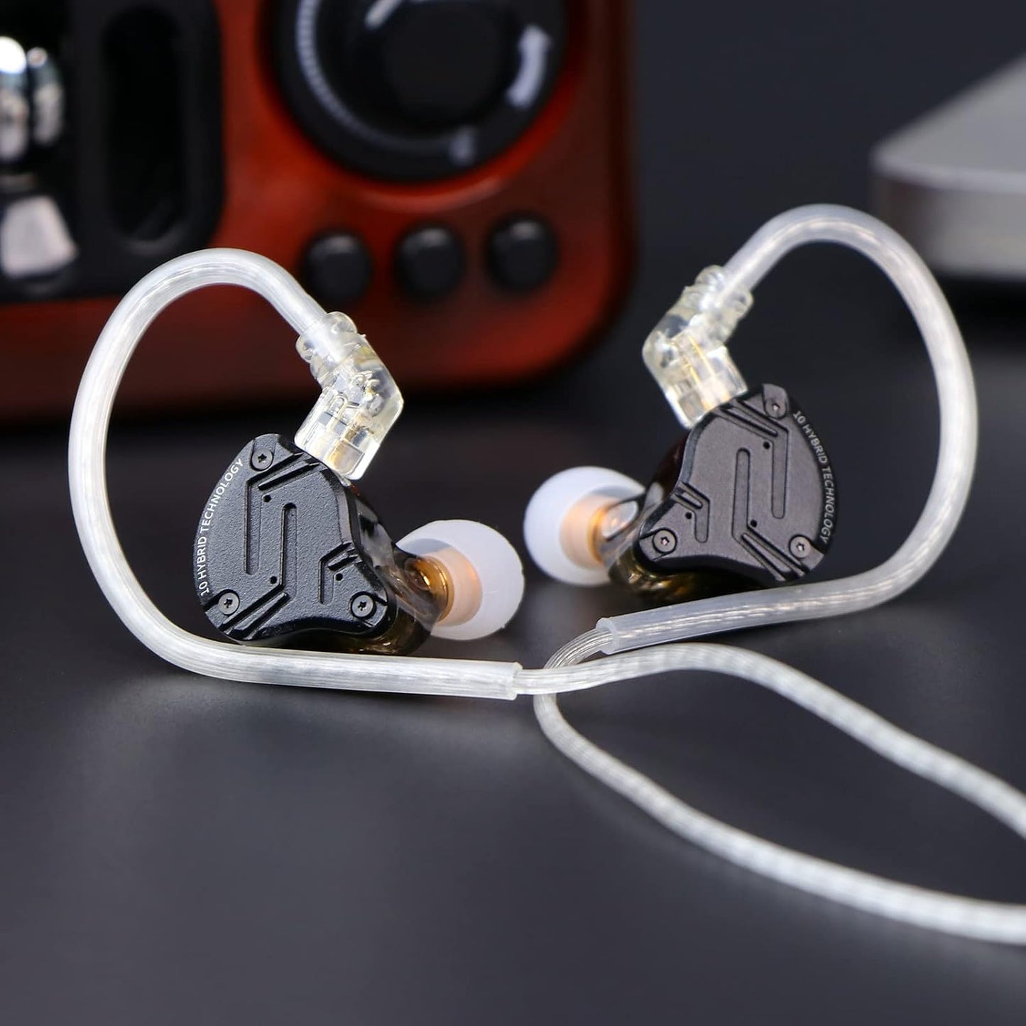 Linsoul KZ ZS10 PRO X Upgraded 1DD+4BA Hybrid Driver HiFi in Ear Earphones IEM with Alloy Faceplate, Detachable Silver-Plated Recessed 2Pin Cable for Audiophile Musician DJ Stage (With Mic) (UAE ONLY)