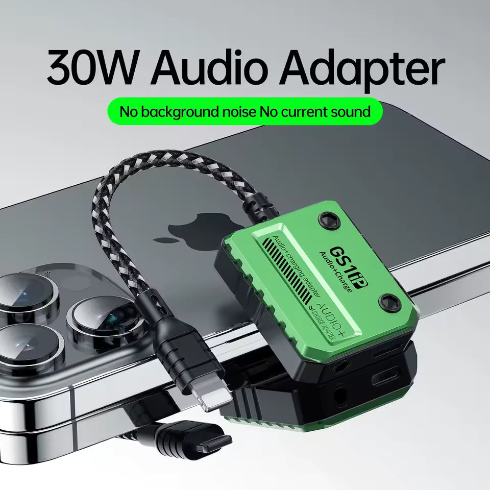 PLEXTONE GS1, 30W Fast Charging Adapter, Audio Adapter for iPhone, Aux 3.5mm Audio Converter for iPhone 12/13/14 (LEBANON ONLY)