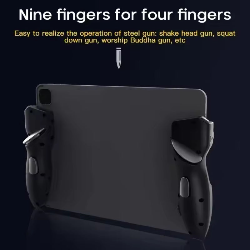 MEMO Six Finger AUTO Gamepad Joystick Controller AK-PAD8K for PUBG Aim Shooting L1 R1 Game Trigger Handle for IPad IOS Android Tablet (UAE ONLY)