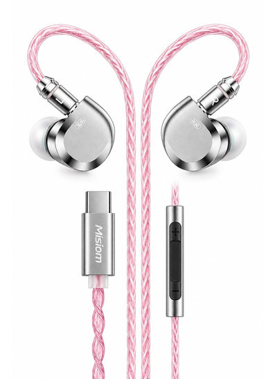 Misiom Taurus II IEM Type-C Gaming Earphones with Microphone, Built-In SPV6040 DAC Decoder, 11mm High-Performance Dynamic Driver with Carbon-Dome Diaphragm, Zinc-Alloy Shell, 20Hz – 40kHz HiFi Sound