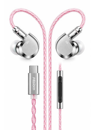 Misiom Taurus II IEM Type-C Gaming Earphones with Microphone, Built-In SPV6040 DAC Decoder, 11mm High-Performance Dynamic Driver with Carbon-Dome Diaphragm, Zinc-Alloy Shell, 20Hz – 40kHz HiFi Sound