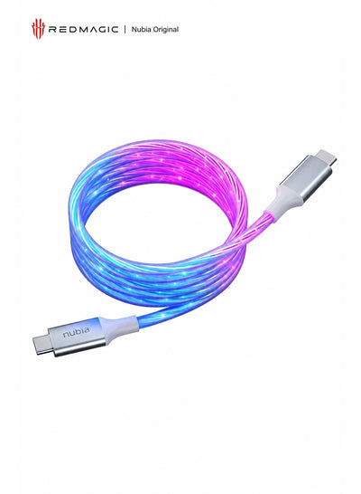 Nubia GT Original 100W RGB USB C Fast Charging Cable, Semi Transparent, 5A E-Marker Cable for RedMagic, Nubia, Astra, Samsung Galaxy, Android, iPad and iPhone 15/16/17