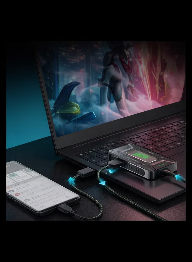PIVA DS7 7-in-1 USB-C Docking Station & Gaming Hub – 4K@60Hz HDR Video, 100W PD Fast Charging, 32Bit/384KHz Hi-Fi Audio, Gigabit Ethernet, USB 3.1 Data Transfer for Streaming & Recording – Compatible with RedMagic, iPhone, iPad, Android & Laptops