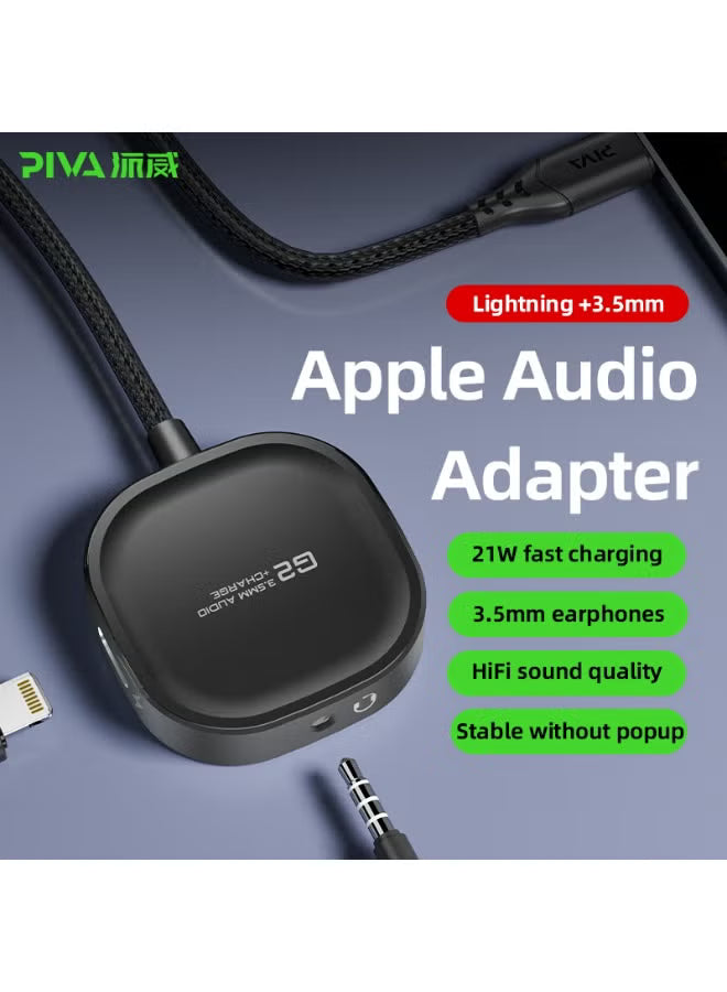 PIVA G2 iPhone AUX Lightning Converter Adapter Dongle – 3.5mm Headphone Jack with 21W Fast Charging, HD Clear Voice with Extra Bass, Zero Delay, Mic Supported, MFI-Certified – Compatible with iPhone 8, X, 11, 12, 13 & 14 Pro Max (Lightning + AUX)
