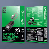 GS1 II  3in1 Gaming adapter 60W, with Adapter Type-C to 3.5mm Fast, Game Phone Sound Card Hi-Res-level Sound Quality  (LEBANON ONLY)