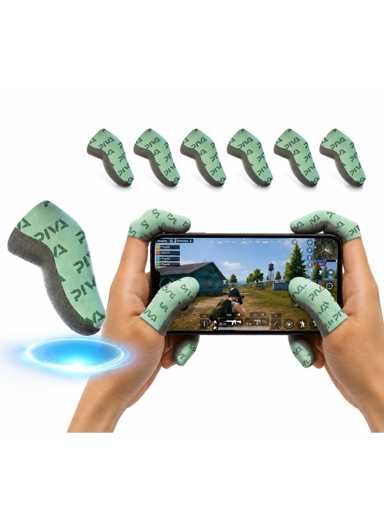 PIVA Dragon Scale Gaming Finger Sleeves – High Sensitivity Silver Fiber, Ultra-Thin & Lightweight, Anti-Sweat Breathable Touchscreen Finger Covers, Smooth & Lag-Free Control for PUBG Mobile, RedMagic, iPhone, iPad & Android (2 Pairs / 4 Pcs)