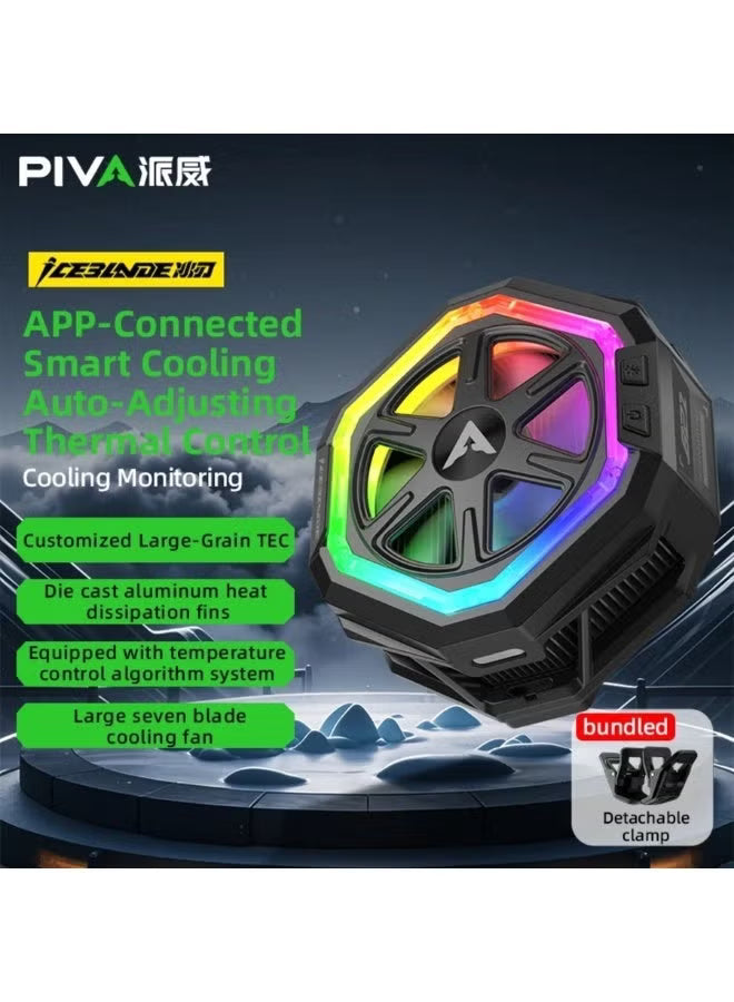 PIVA Phone Cooler b21 Magnetic Phone/Tablet Cooler – 23W Ultra-Cooling Gaming Fan with Magnetic Mount & Clip – Cooling Fan For Smartphones, Tablets, iPad & Steam Deck (Perfect for PUBG Mobile, COD & More) - Black color