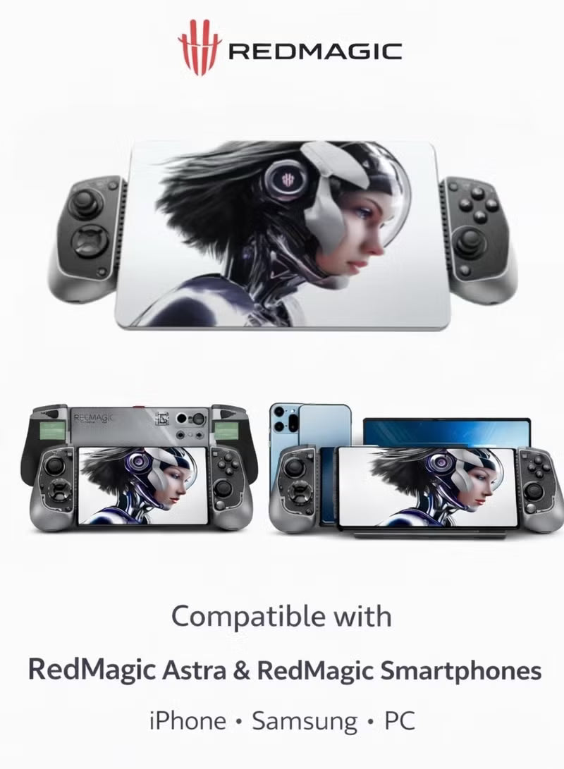 Shadow Blade Gamepad 3 by RedMagic– Anti-Slip Comfort Grip, RGB Lighting, 6-Axis Gyroscope, Linear Motor, 2 Programmable Shoulder Buttons, High-Precision Hall Joysticks, Bluetooth 5.3, 840mAh Battery, Multi-Platform Compatibility (Android / iOS / PC), 213