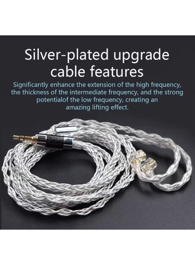 Z 784 Core Blue-Silver Mixed Silver-Plated Hi-Fi Audio Upgrade Cable, 3.5mm Plug, 2-Pin Connector, Low-Loss High-Purity Replacement Cable for KZ IEM Earphones
