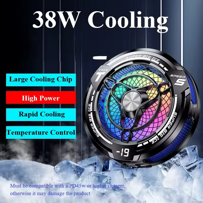 FS12 45W Semiconductor Tablet Cooler Large Area Powerful Cooling Magnetic RGB Phone Cooler for Pad/Gaming Phones with Lights for IPAD and TABLETS (LEBANON  ONLY)