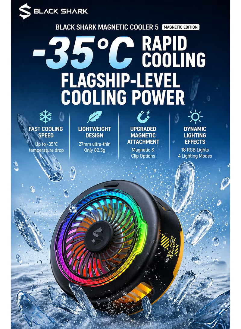 Blackshark 5 funcooler Phone Cooler, 20W Magnetic Cooling Fan with App Control, Ultra-Quiet Portable Cooling Pad, Strong Magnetic Attachment for iPhone, Android, RedMagic & iPad – Perfect for FPS Games like PUBG Mobile & Call of Duty Mobile
