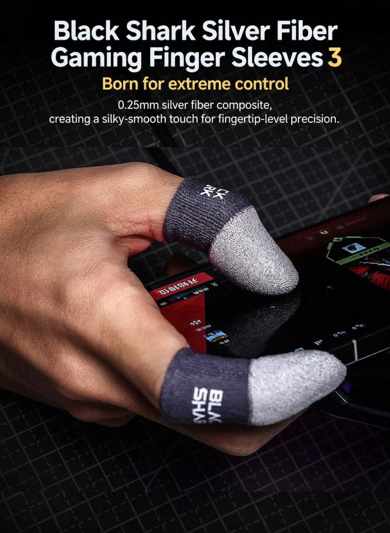 Black Shark 4 Gaming Finger Sleeves, Sweatproof Gaming Gloves Fingertip Silvercloth – Pro Finger Sleeves for Mobile/iPad Gaming ( 2 Pair - 4 pcs)