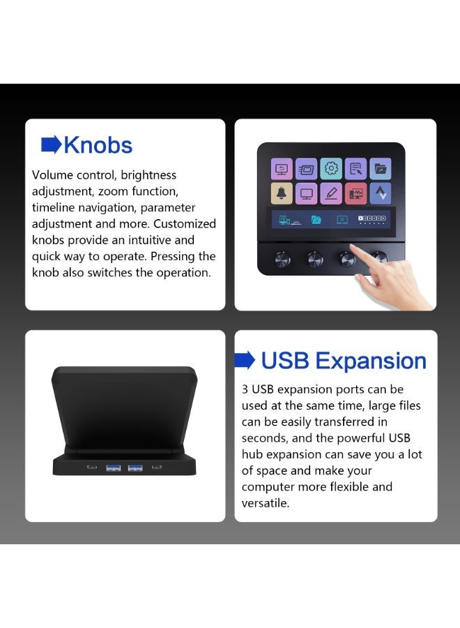 Mirabox N4 Stream Deck Controller with 10 Programmable LCD Keys, 4 Rotary Dials,