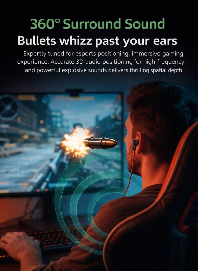 PIVA S6PRO Gaming Earphones With 27 PD Charging Port, APP Control, Built-in Sound Card, 3D Surround Sound, RGB Lighting, For iPhone, RedMagic, Samsung, Mobile, PC, PS5, PS4, Xbox Series X/s, Xbox One, Nintendo Switch - Type C Red