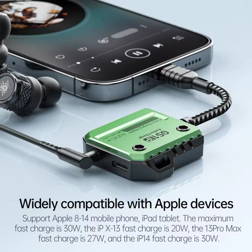 PLEXTONE GS1, 30W Fast Charging Adapter, Audio Adapter for iPhone, Aux 3.5mm Audio Converter for iPhone 12/13/14 (LEBANON ONLY)