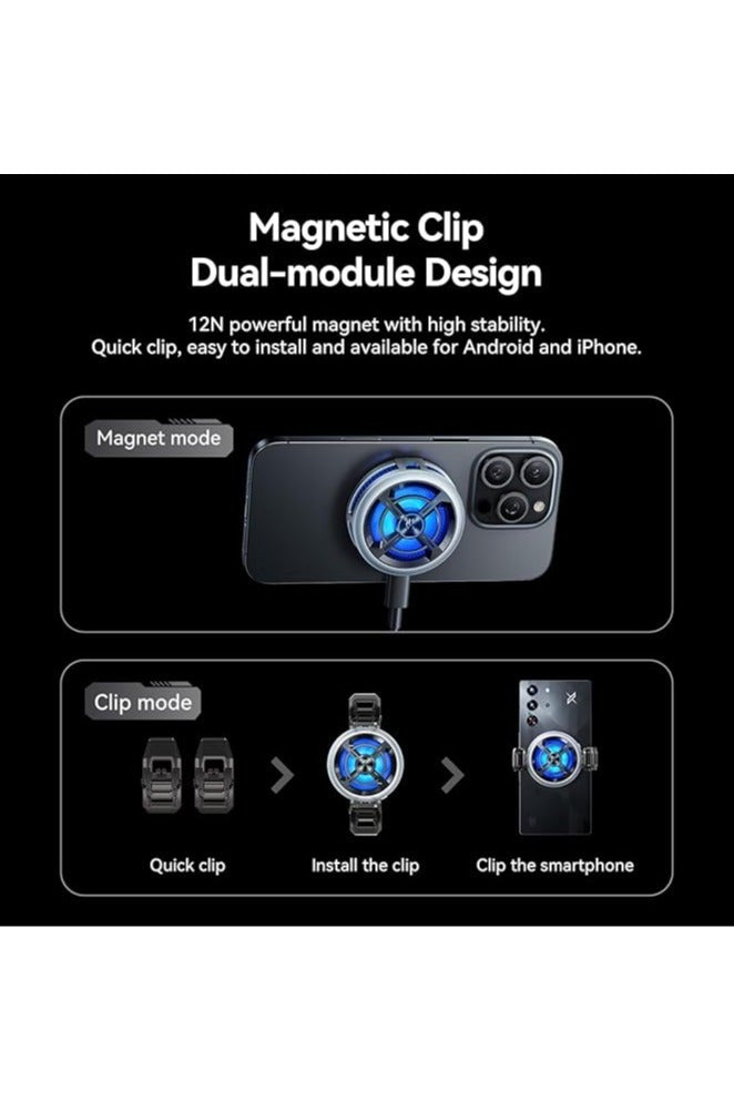 Phone Cooler RedMagic 6 Air – Ultra-Light 15W Magnetic Gaming Fan with Clip & Semiconductor Heatsink For Smartphones Android & iPhone (Perfect for PUBG Mobile, COD, Fortnite & More)re
