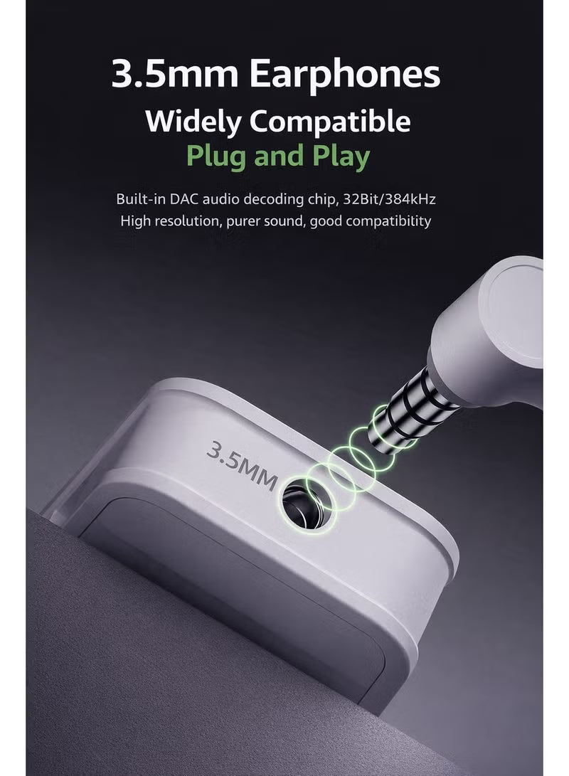 PIVA G41 4-in-1 Gaming Adapter & Converter, Type-C to 3.5mm Audio DAC 32Bit/384Khz & USB 2.0 Data Transfer Hub, PD 60W Fast Charging with Power Display, 480Mbps High-Speed, Compatible with RedMagic, iPad, iPhone, Samsung Mobile, Laptops, Mobile Phones
