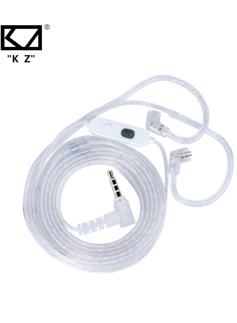 Z 47-42 AUX 0.78mm Pin Silver-Plated Upgrade Cable with Professional-Grade Dual Microphone Array for Full-Frequency Ultra-HD Voice, Compatible with KZ 0.78mm Pin Series in-Ear Headphones (3.5mm)