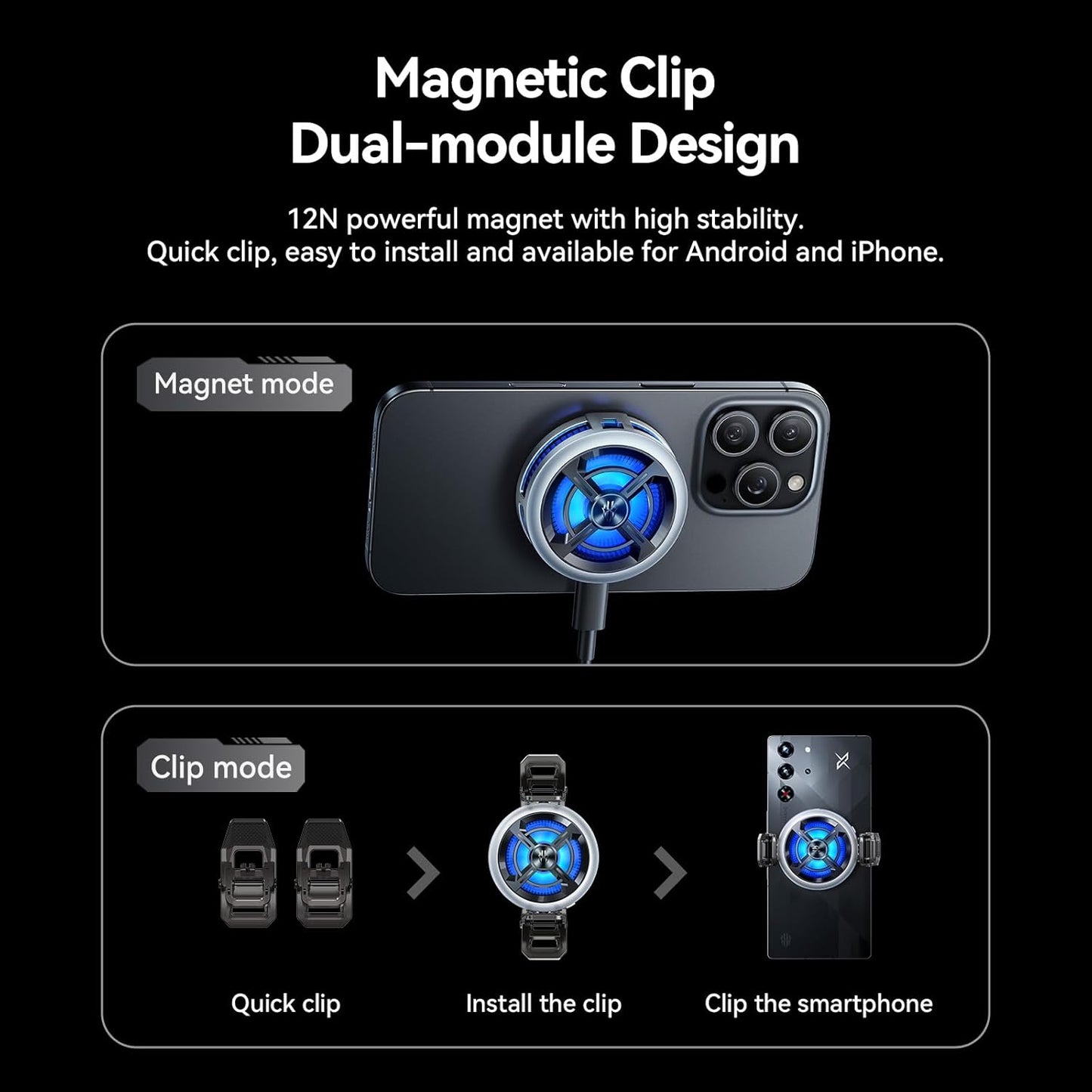 RedMagic 6 Air Magnetic Mobile Cooler for Gaming, Lightweight 15W with Clip, for Tablet and Mobile (UAE ONLY)
