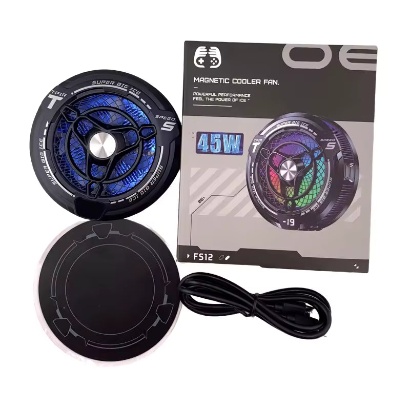FS12 45W Semiconductor Tablet Cooler Large Area Powerful Cooling Magnetic RGB Phone Cooler for Pad/Gaming Phones with Lights for IPAD and TABLETS (LEBANON  ONLY)