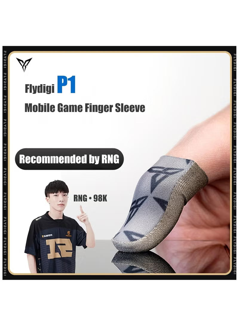 Flydigi Original P1 Silver Cloth Gaming Finger Sleeves, Ultra-Thin 0.3mm, Superconductive FlySilver Fabric, Zero-Lag Touch, Breathable & Sweat-Resistant – Compatible with iPhone, iPad, RedMagic, Samsung – PUBG, COD & FPS Gaming (1 pair - 2 PCS)
