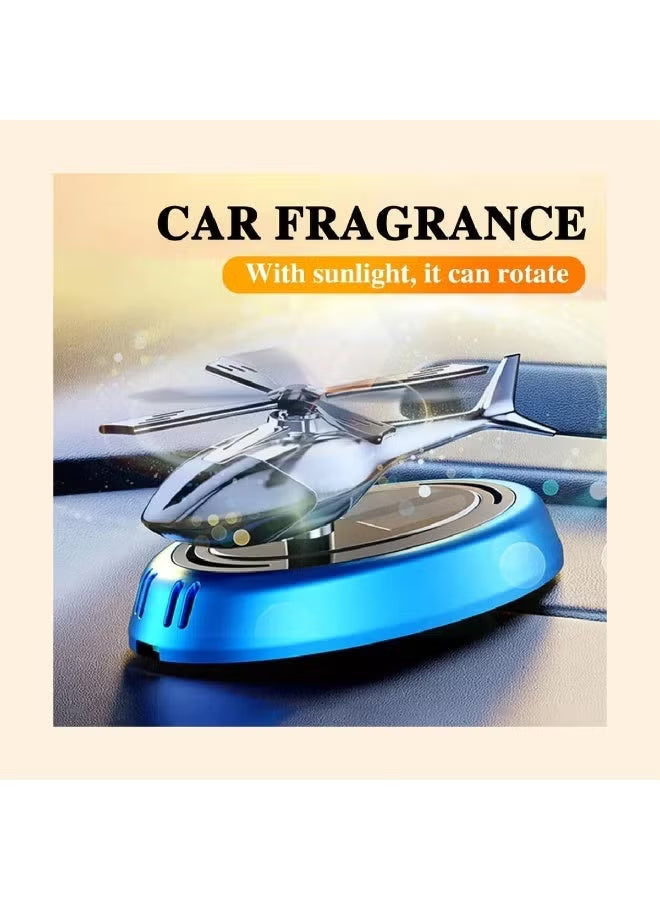 Car Air Freshener Helicopter Solar Energy Rotating Aromatherapy Aviation Al Alloy Diffuser Interior Decoration Accessories Diffuser For Car & Home Car Perfumes - INCLUDES NON SLIP MAT and AIR FRESHENER ESSENTIAL OIL