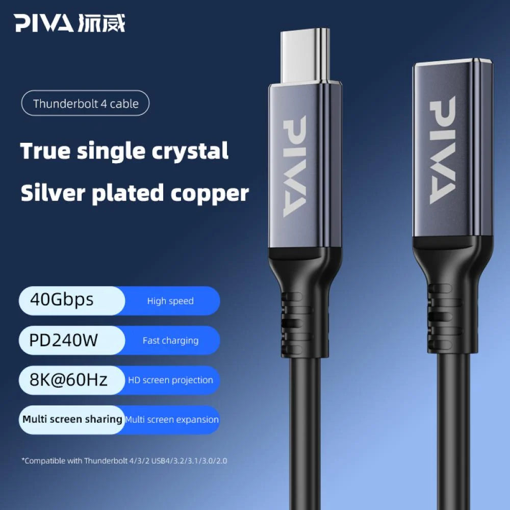 كابل شحن سريع PIVA DC-01 240W USB-C إلى USB-C مع شاشة رقمية في الوقت الفعلي - سيليكون عالي المرونة، دعم PD 3.1