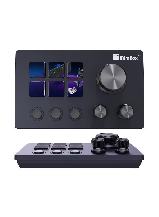 Mirabox N3 Stream Controller Deck V3, 6 Customizable LCD Keys, 3 Rotary Dials, 3