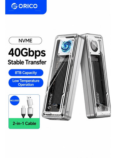 ORICO 40Gbps USB4 M.2 NVMe SSD Enclosure, Active Cooling Fan, Tool-Free Aluminum External SSD Case, Up to 3500MB/s, Supports 2230, 2242, 2260 and 2280 NVMe SSDs, Thunderbolt 4 Compatible, Thunderbolt 3 Compatible, Up to 8TB