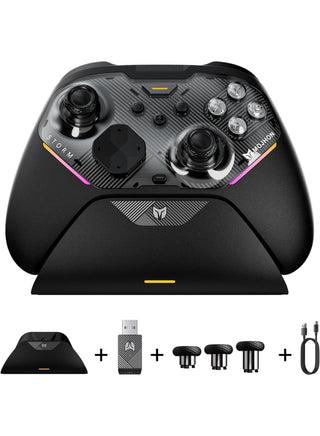 Wireless Gaming Controller MOJHON Storm 2 TMR Edition, 2000Hz PC & Switch Gamepad with 4096-Level TMR Joysticks, Hall + Micro Switch Triggers, 16 Mechanical Buttons, 4 Programmable Back Buttons, RGB & Charging Dock for PC, Switch, iOS & Android