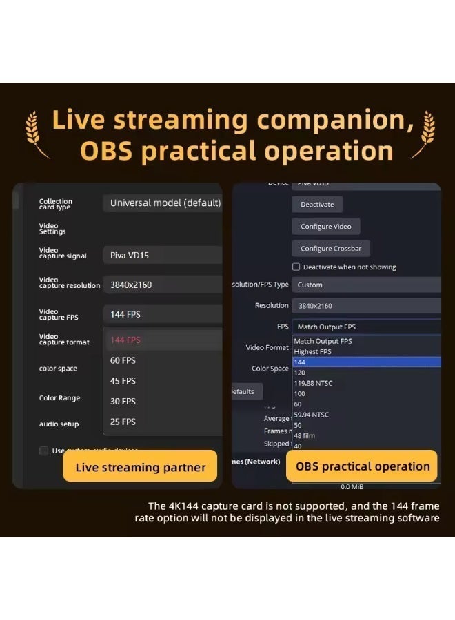 PIVA VD15 4K 144Hz & 360Hz Pass-Through Video Capture Card for Live Streaming an