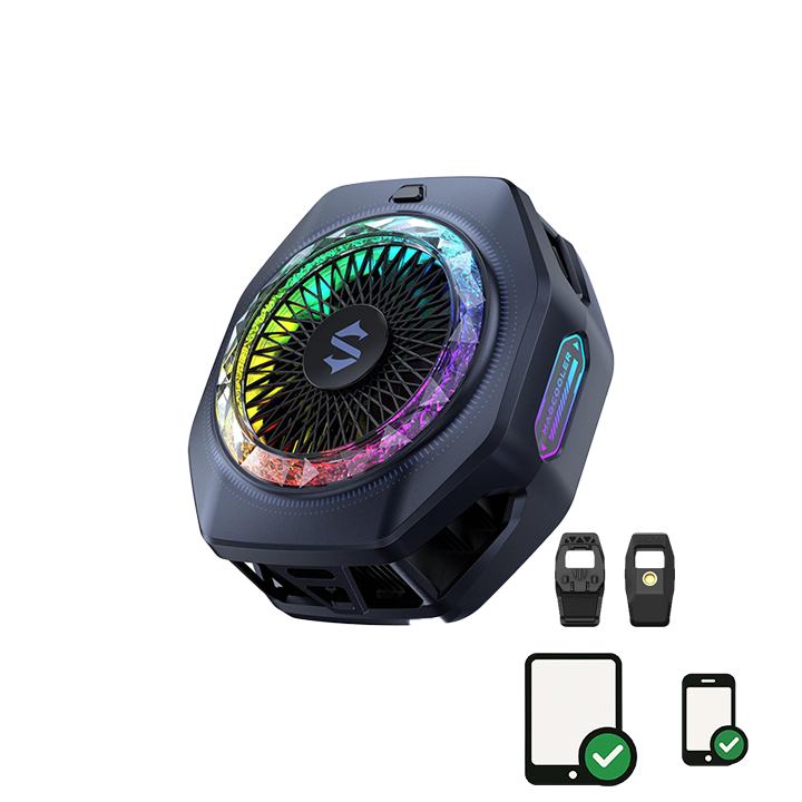 Black Shark Magnetic Phone Cooler 5 Pro - 18 Addressable RGB LEDs, Detachable Grip, APP-Controlled Thermostatic Cooling Fan for iPhone MagSafe/Android/iPad -Gaming/Streaming/Photography