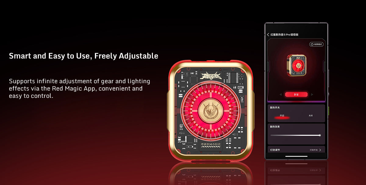 RedMagic 5 Pro Magnetic Phone Cooler – Fan Sun Wukong Red , 36W RGB with Clip,Tablet and Mobile (LEBANON ONLY)