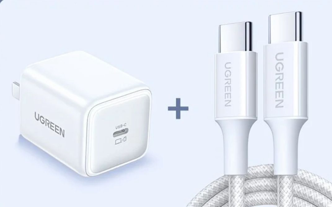 UGREEN travel charger ( +1 meter 60w cable) PD USB C Mobile Charger 45W PD Fast Charger USB C Power Adapter Charging for iPhone Pro Max (LEBANON ONLY)