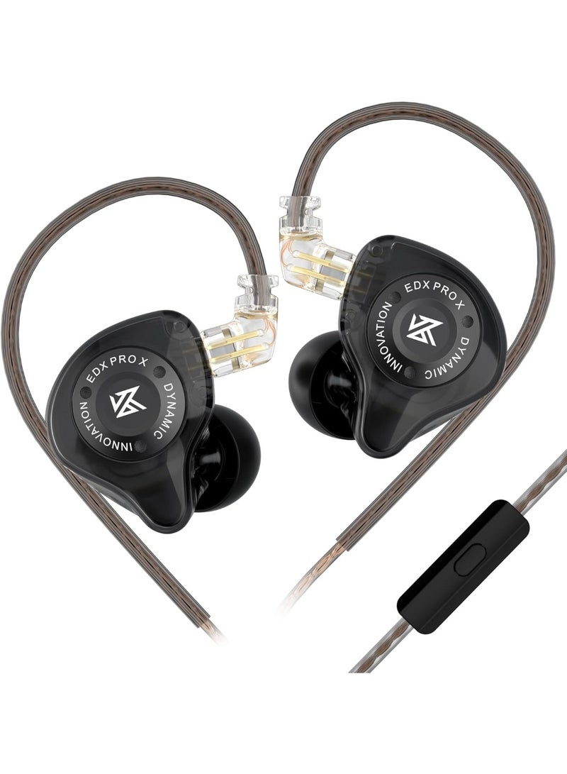 KZ EDX Pro X IEM in Ear Earphone, Single Dynamic Driver HiFi in-Ear Monitor with Ergonomic Shape, Wired Gaming Earbud, Detachable Cable for Audiophile (With Mic)