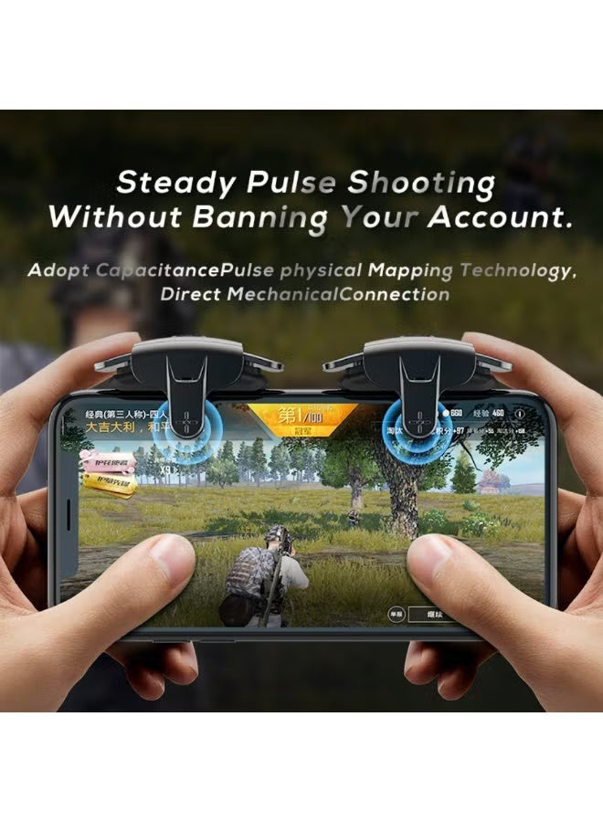 MEMO AK05 Automatic Laser Gaming Mobile Triggers, Super Fast Shooting, 25mah long lasting battery,High-Frequency Burst Mode, Alloy Buttons, IPhone/Android, Redmagic Compatible, PUBG Battlefield Accessory