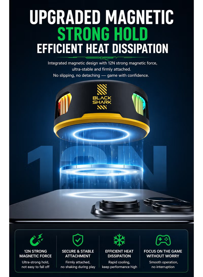 Blackshark 5 funcooler Phone Cooler, 20W Magnetic Cooling Fan with App Control, Ultra-Quiet Portable Cooling Pad, Strong Magnetic Attachment for iPhone, Android, RedMagic & iPad – Perfect for FPS Games like PUBG Mobile & Call of Duty Mobile