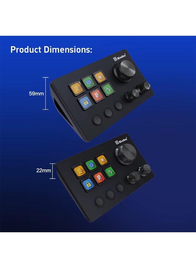 Mirabox N3 Stream Controller Deck V3, 6 Customizable LCD Keys, 3 Rotary Dials, 3