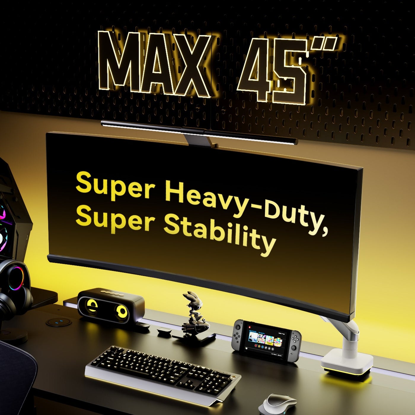 Humanex Humanex Brilliance Angel Premium Professional RGB Gaming Monitor Arm, He