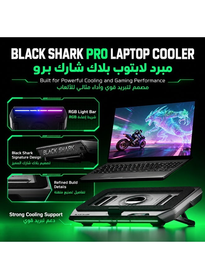 Gaming Laptop Cooler SuperCharged Pro by Black Shark – Laptop Cooling Pad with 4000RPM Turbo Fan, RGB Lighting, Smart Display, USB 3.0 Hub, App Control, Adjustable Stand & Dust Filter for 14–18 Inch Laptops